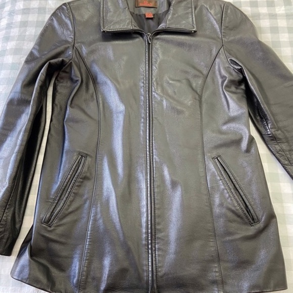 Danier black genuine leather jacket soft zip up motorcycle Bikercore moto in XS - Picture 5 of 15